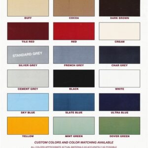 Color Chart for Sealers, Non-skid coatings and safety paint